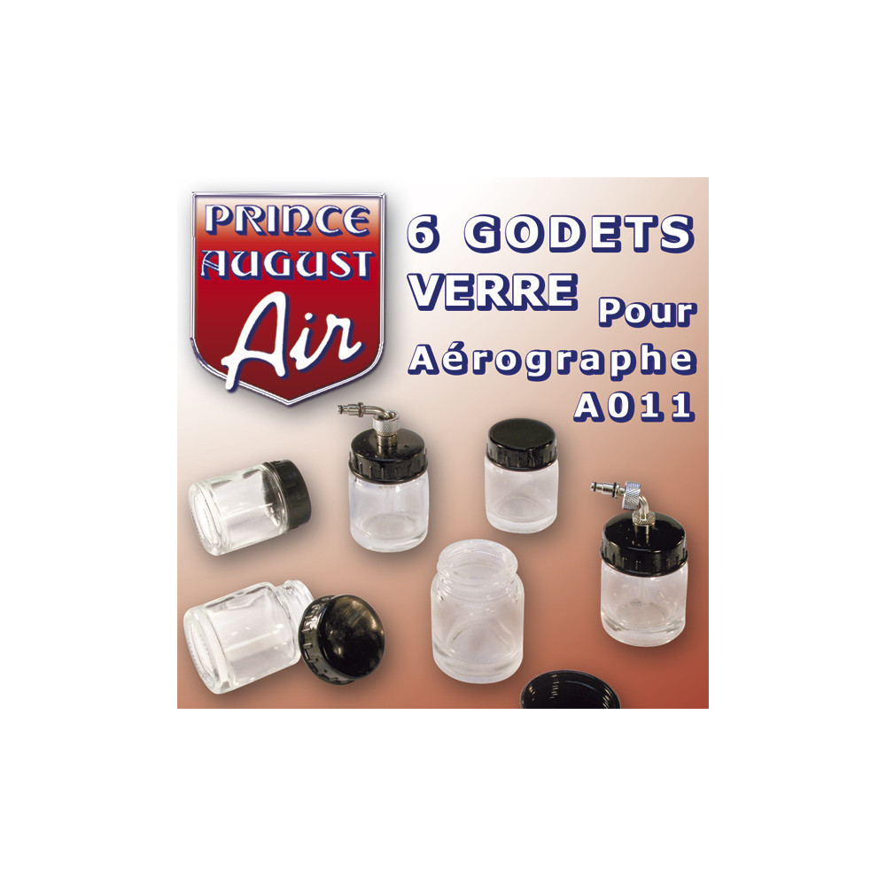 6 GODETS VERRE POUR AEROGRAPHE A011 - PRINCE AUGUST