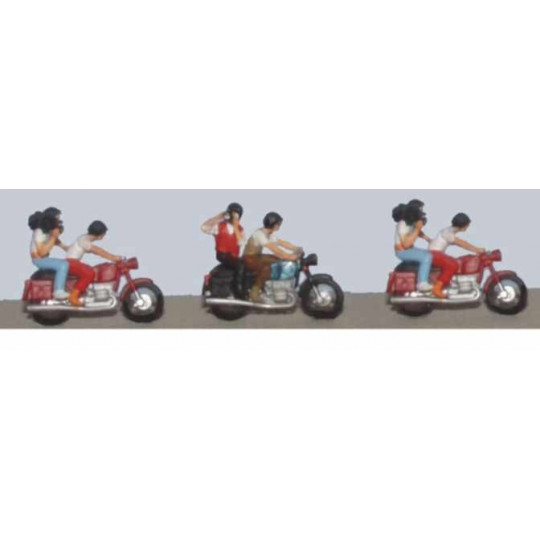 3 MOTOS PRESSE ET 6 PERSONNAGES A MONTER 1/87 SAI