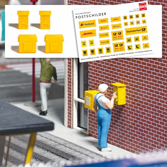 Boîtes à lettres et distributeur de timbres 1/87 HO BUSCH