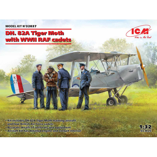 DH. 82A Tiger Moth WWII RAF cadets et Pilotes & Personnel sol 1/32 ICM