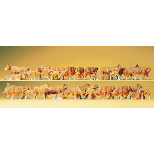 30 vaches marrons 1/87 HO PREISER