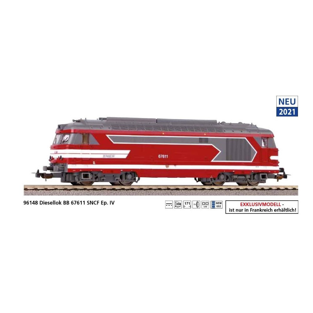 Locomotive diesel SNCF BB 67400 capitole 67611 HO 1/87 PIKO HOBBY