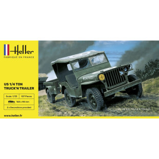 JEEP WILLYS ET TRAILER maquette 1/35 HELLER