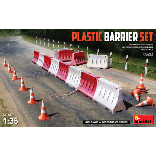 Signaux routiers : Barrière plastique, cônes de Lübeck 1/35 MINIART