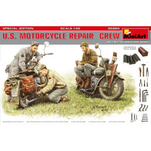 Réparation de motos + 3 figurines américaines 1/35 MINIART