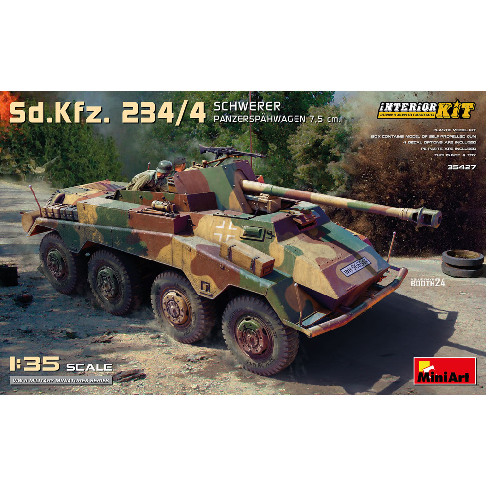Camion char Sd.Kfz 234/4 8X8 & Pak 7.5 maquette 1/35 MINIART