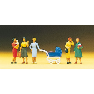 Passantes Mères avec enfants 1/87 HO PREISER
