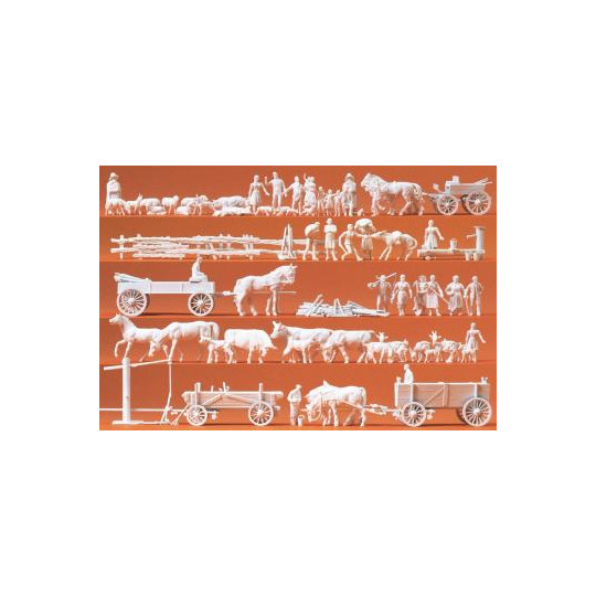 60 personnages attelages animaux de campagne maquette 1/87 HO PREISER