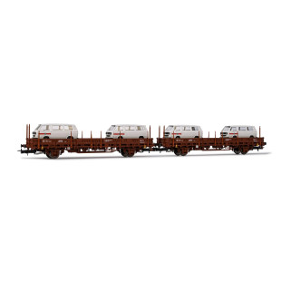 SET Wagons plats essieux  &  2 VW 1/87ème HO SET 2 Unités