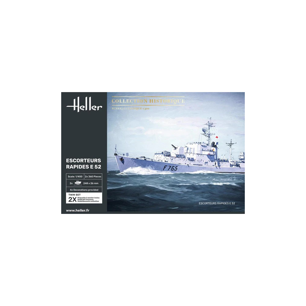 Escorteurs rapides E52 2 navires Marine France maquette 1/400 HELLER