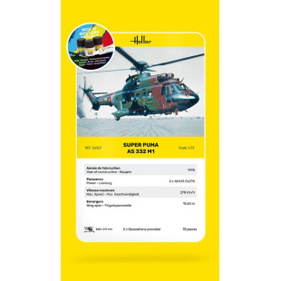 Hélicoptère Super Puma AS 332 M1 maquette starter kit 1/72 HELLER