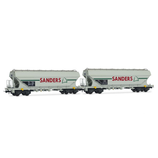 Coffret 2 Wagons SNCF céréalier bogies faces plates "SANDERS" 1/87 - HO - JOUEF