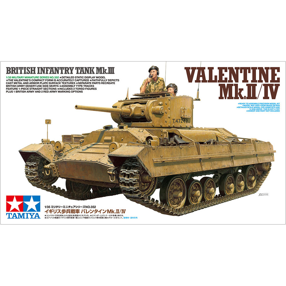 Char WW2 British Infantry Tank Mk.III Valentine Mk.II/IV maquette 1/35 TAMIYA