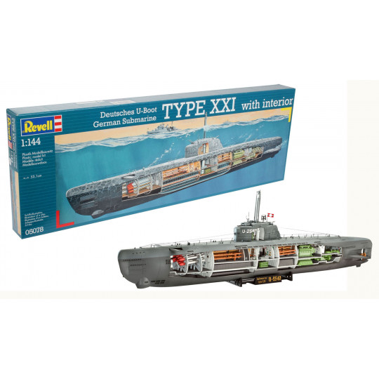 Sous-marin U-Boot allemand type XXI avec intérieur /144 REVELL