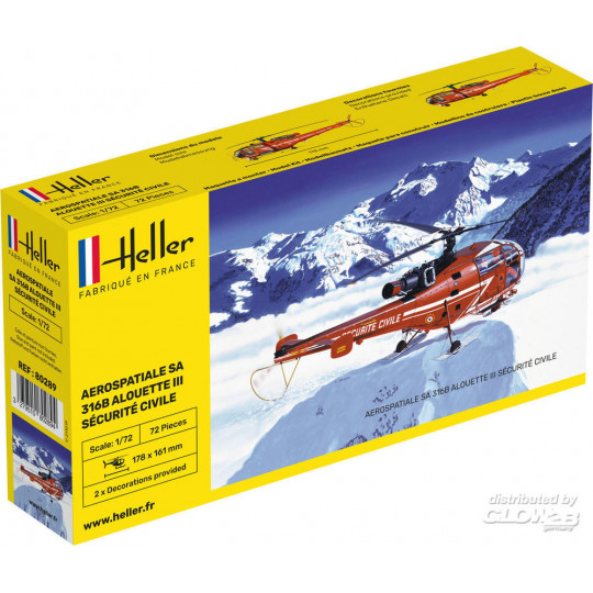 Hélicoptère Alouette III 316B sécurité civile 1/72 HELLER