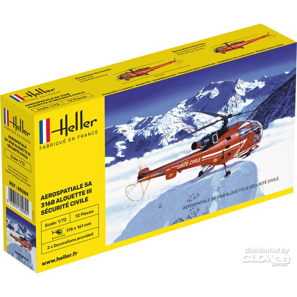 Hélicoptère Alouette III 316B sécurité civile 1/72 HELLER